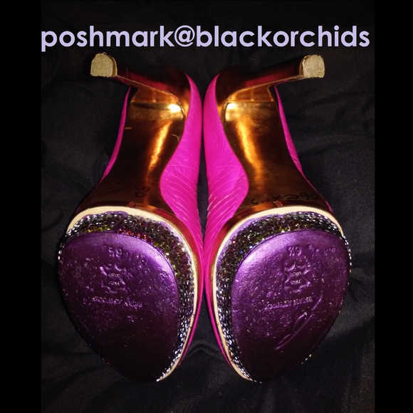 BRIAN ATWOOD 6.5 HOT PINK CRYSTAL SPARKLY VOLCANO RHINESTONE HEELS DIY strassed - Picture 7 of 16